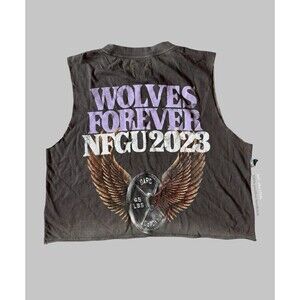 Darc Sport SHE Wolves Forever Premium Vintage Women's Cropped Tee Large NWOT